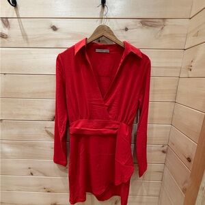 Black Tape Vibrant Red Long Sleeve Dress